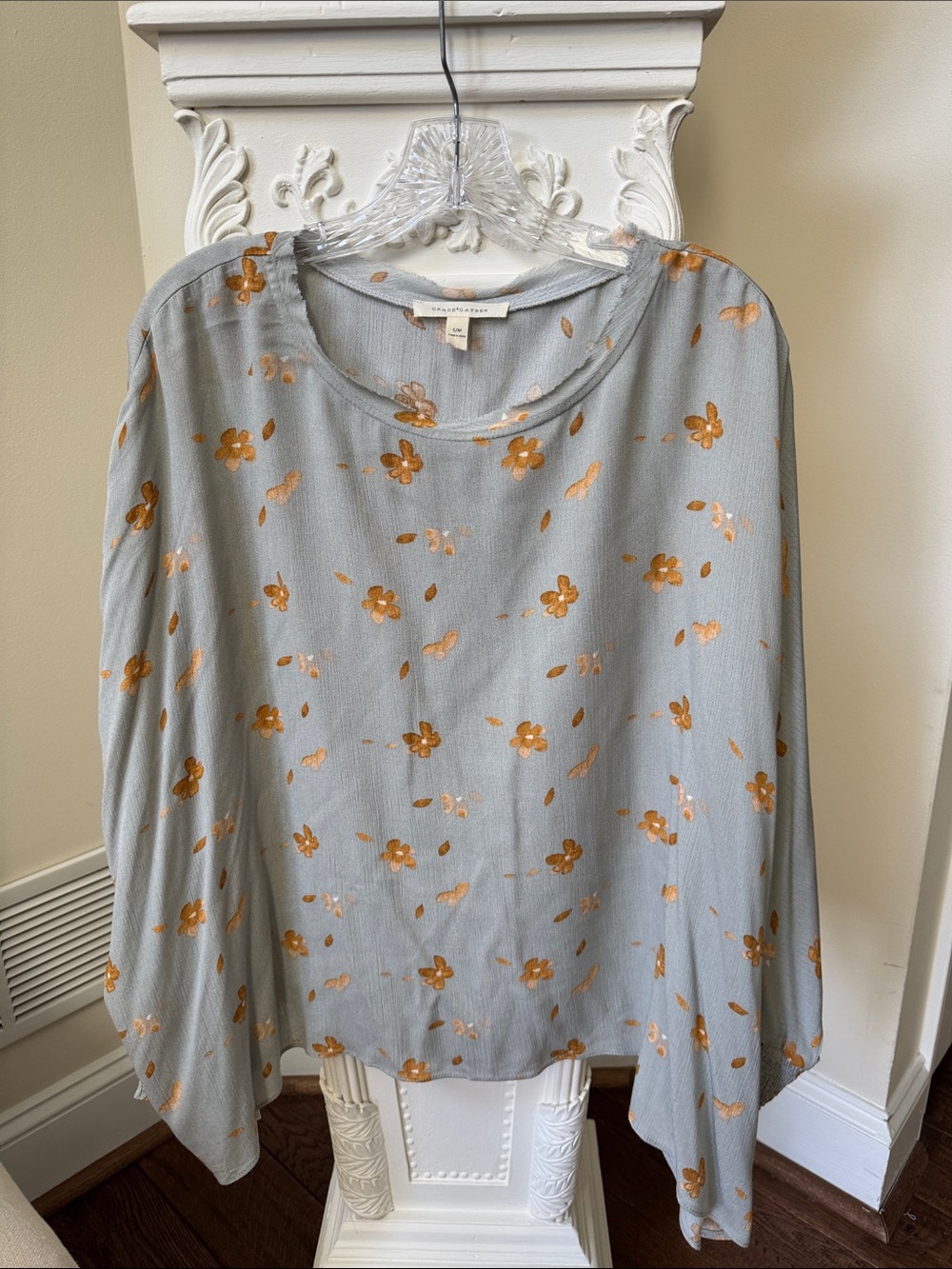 Grade & Gather Light Blue Floral Long-Sleeve Blouse